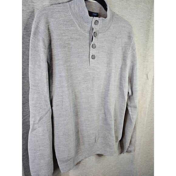 Brooks Brothers 100% Extra Fine Merino Wool Henley Pull-Over Sweater Sz LG Gray - Picture 2 of 7